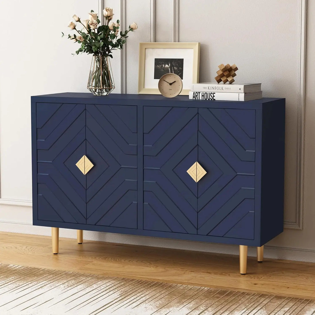 48" Modern Accent Cabinet with Embossed Doors