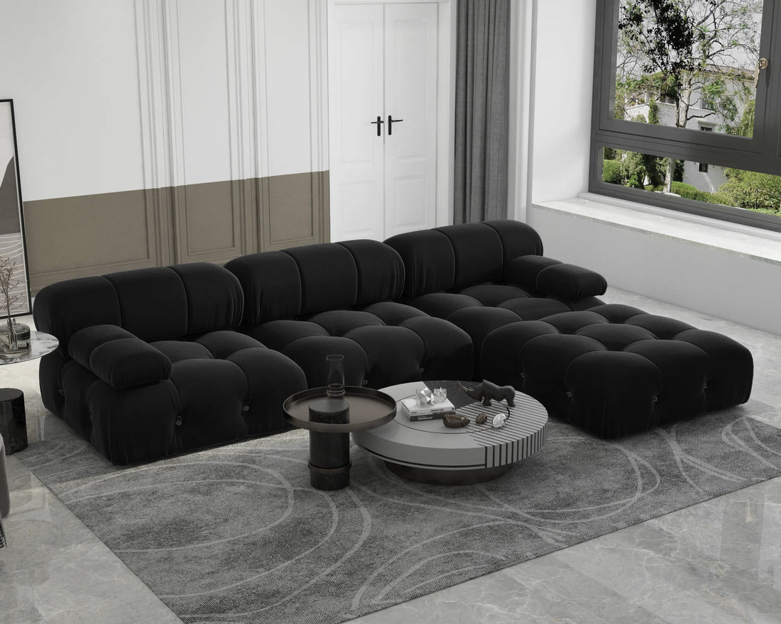 Minimalist U-Shaped Sectional Sofa with Ottomans