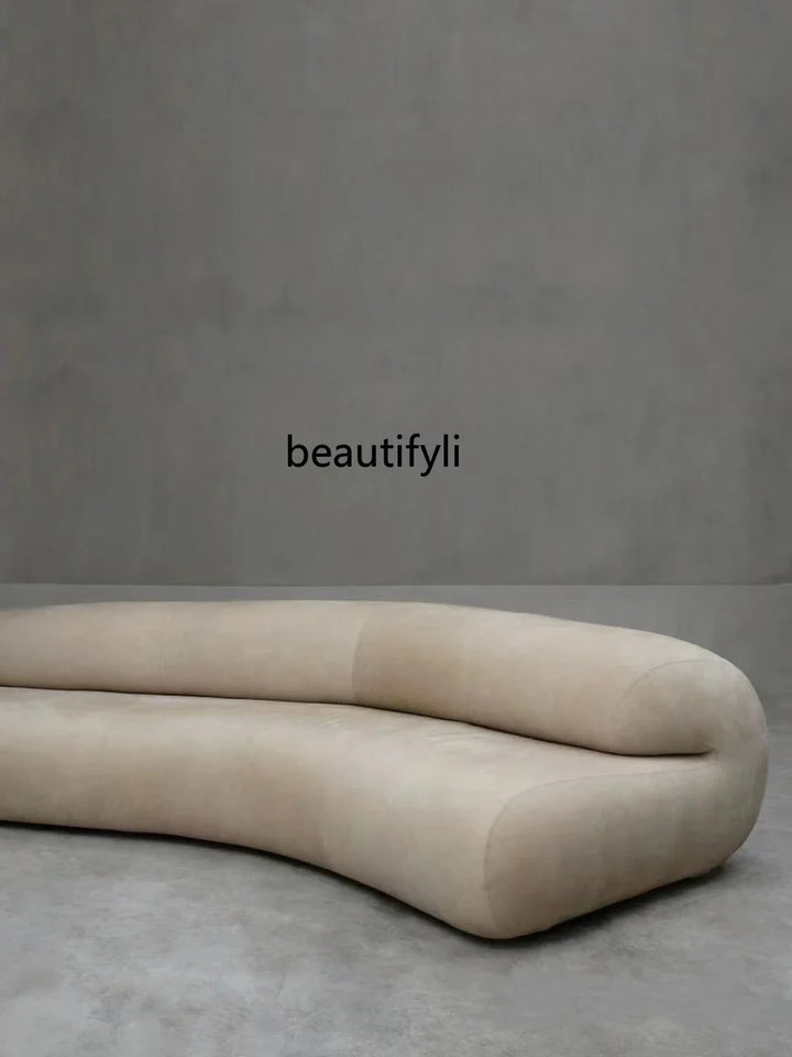 Nordic Designer Retro Lazy Style Sofa - French-Inspired Leather & Fabric Design