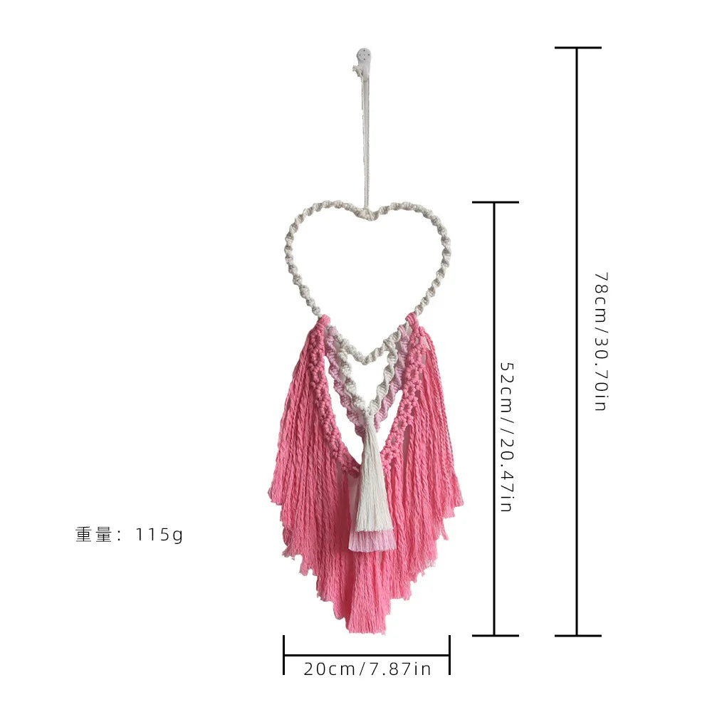 Heart Macrame Wall Hanging - Peach Tapestry for Nursery and Room Decor