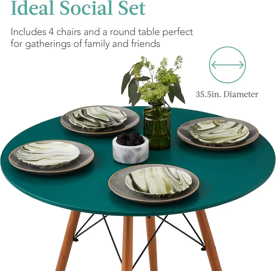 5-Piece Mid-Century Modern Dining Set – Compact & Stylish for Small Spaces