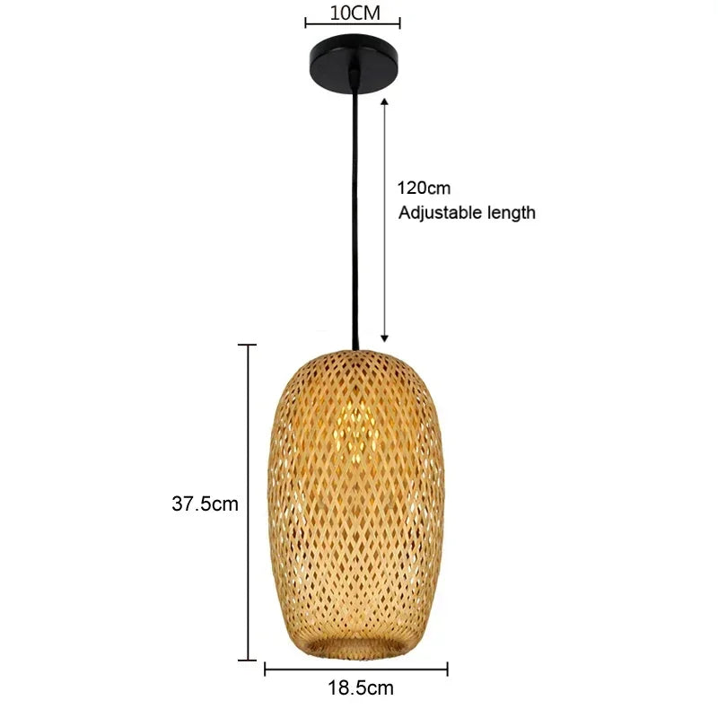 Hand-Woven Bamboo Chandelier – Southeast Asia Style Rattan Wicker Pendant Light