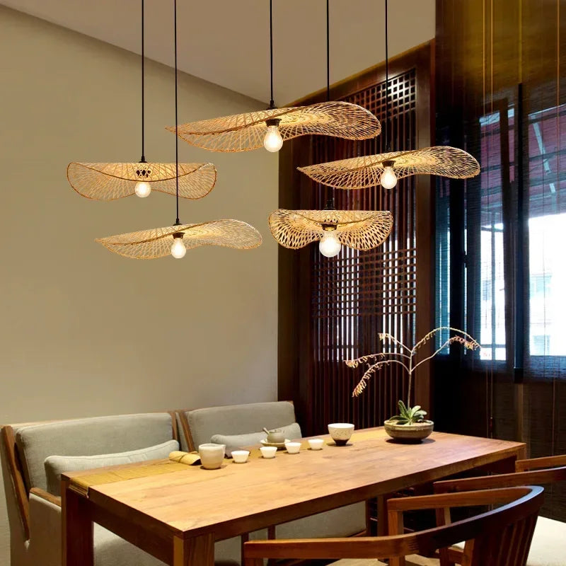 Hand-Woven Bamboo Chandelier – Southeast Asia Style Rattan Wicker Pendant Light