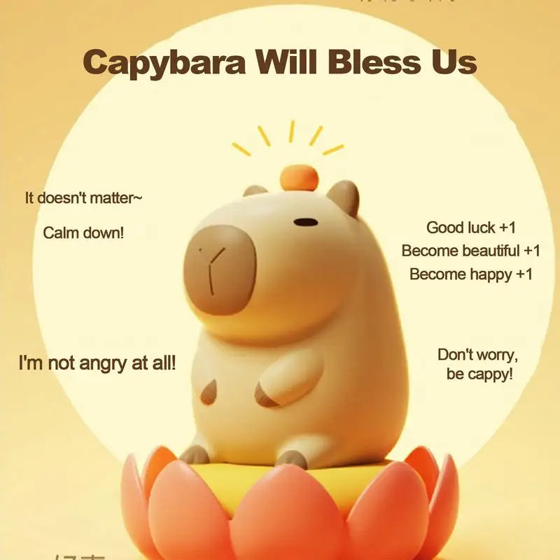 Cute Cartoon Capybara Silicone Night Light USB Rechargeable Timing Dimming Sleep Night Lamp for Children's Room Decor