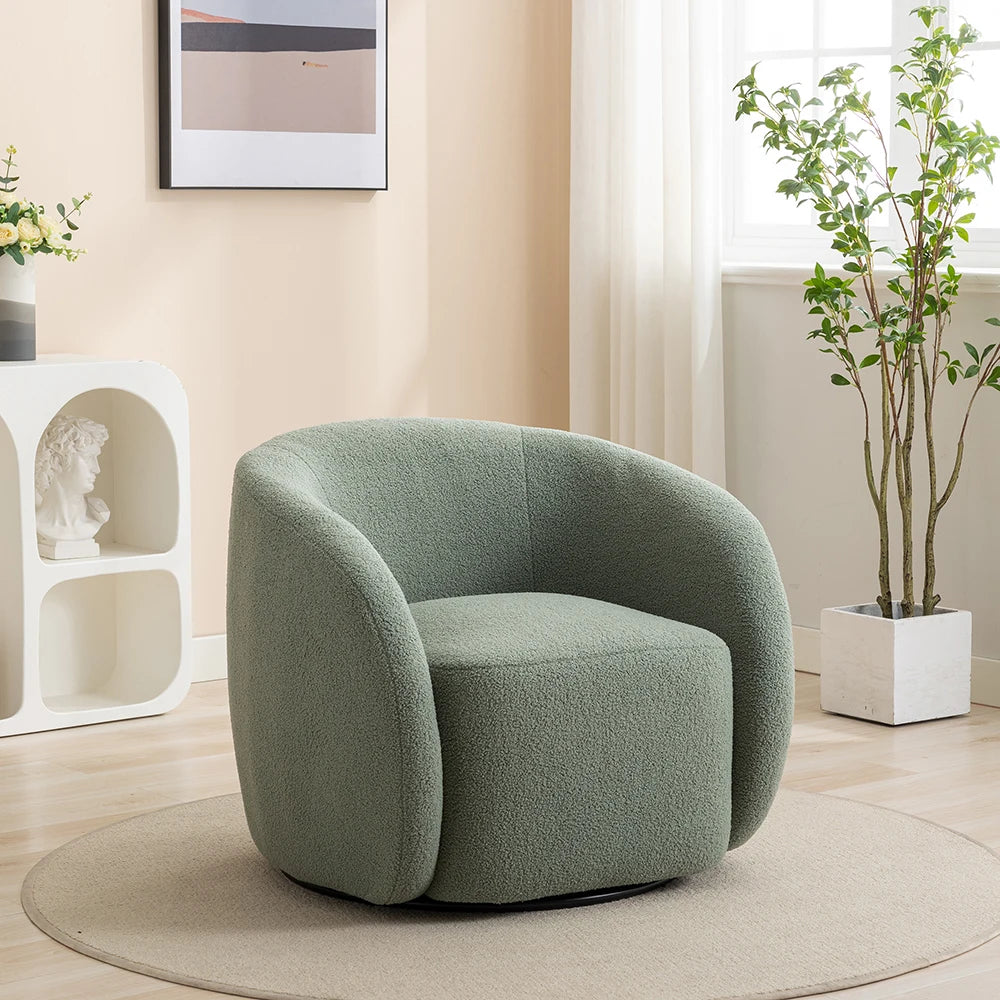 SEYNAR Modern Velvet 360 Degree Swivel Accent Armchair - Upholstered Round Barrel Chair