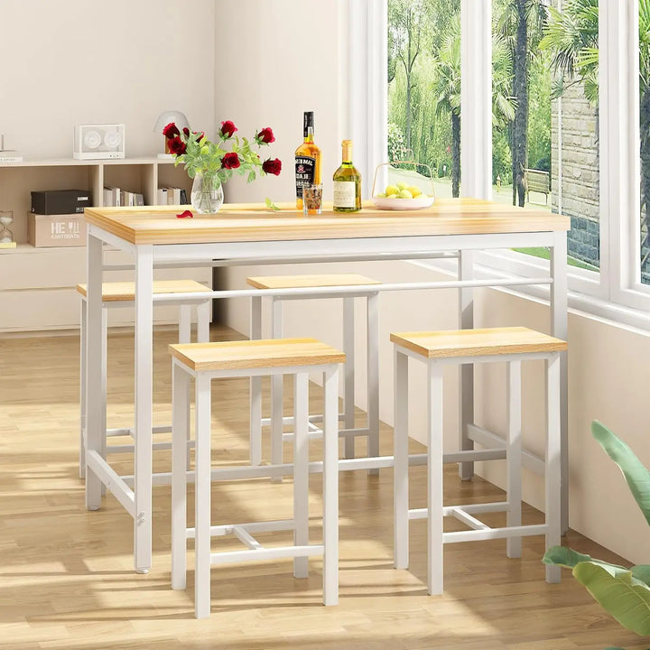 5-Piece Counter Height Bar Table & Chairs Set – Space-Saving Dining Solution