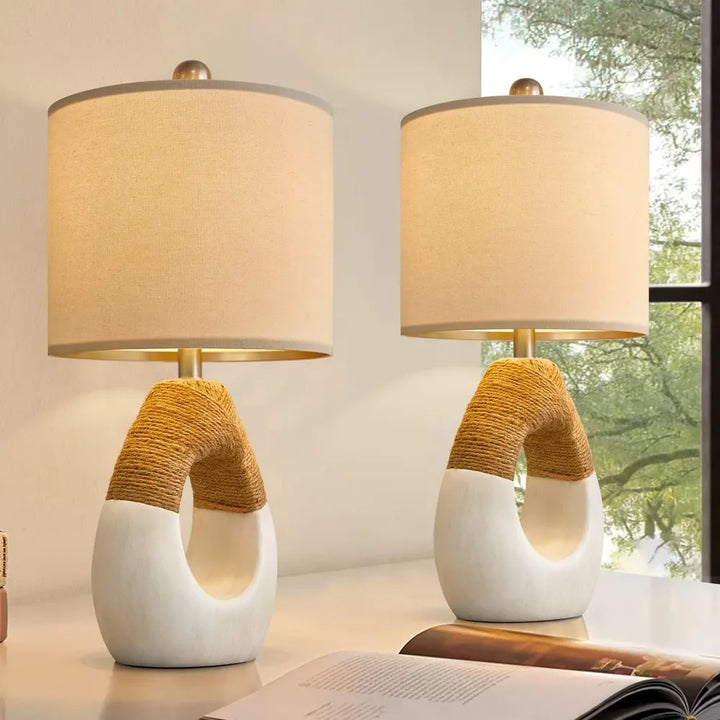 OYEARS Boho Table Lamps – Rustic Elegance in a Set of 2