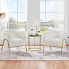 Accent Chair Set of 2 – Boucle Fabric Vanity Chairs with Gold Legs for Living Room and Bedroom