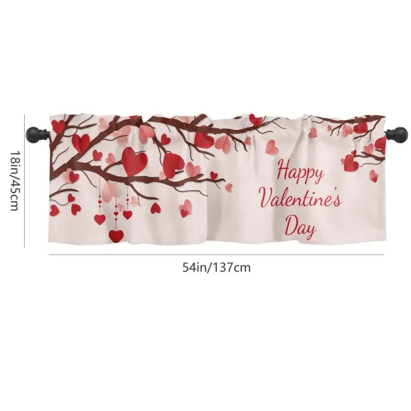 Valentine's Day Semi-Shaded Kitchen Curtain – Floral Printed Coffee Bay Half Curtain