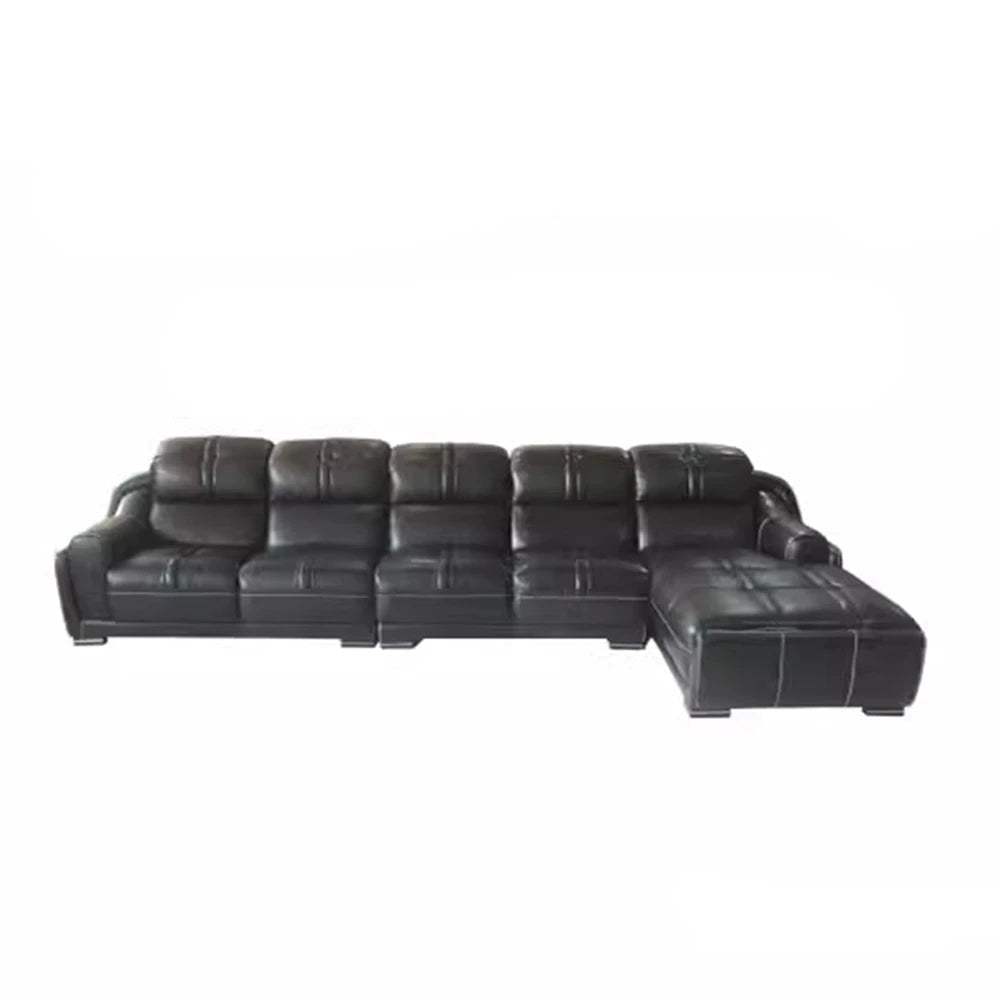 MANBAS Premium Italian Genuine Leather Sectional Sofa Set with Adjustable Headrests