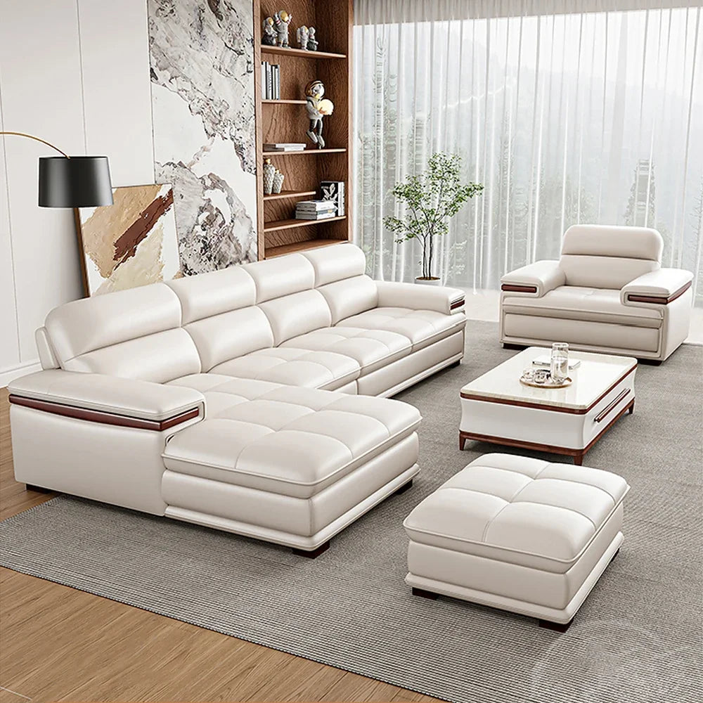 Linlamlim Premium Italian Genuine Leather Sectional Sofa Set - Modern Nordic Elegance for Living Rooms