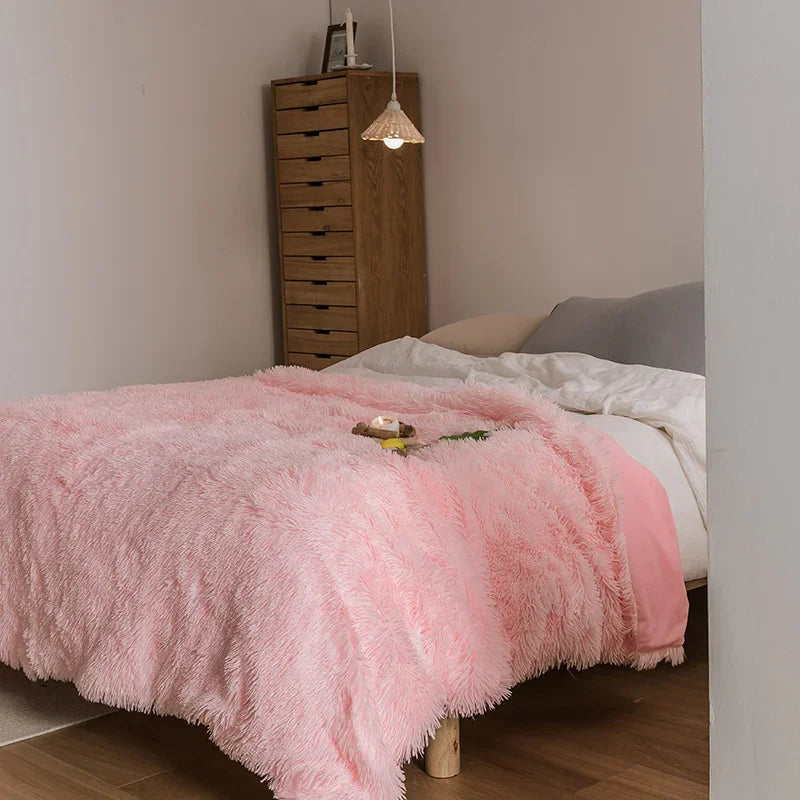 Pink Faux Fur Blanket – Soft Fuzzy Fluffy Throw Blanket for Couch, Bed, and Sofa | Warm, Cozy, and Lightweight Plush Blanket