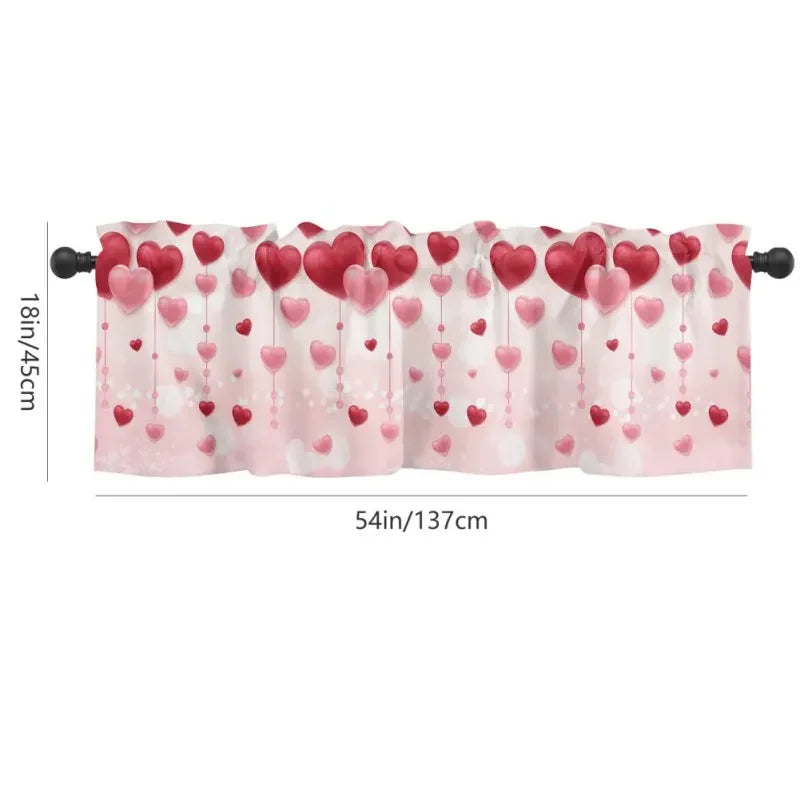 Valentine's Day Semi-Shaded Kitchen Curtain – Floral Printed Coffee Bay Half Curtain