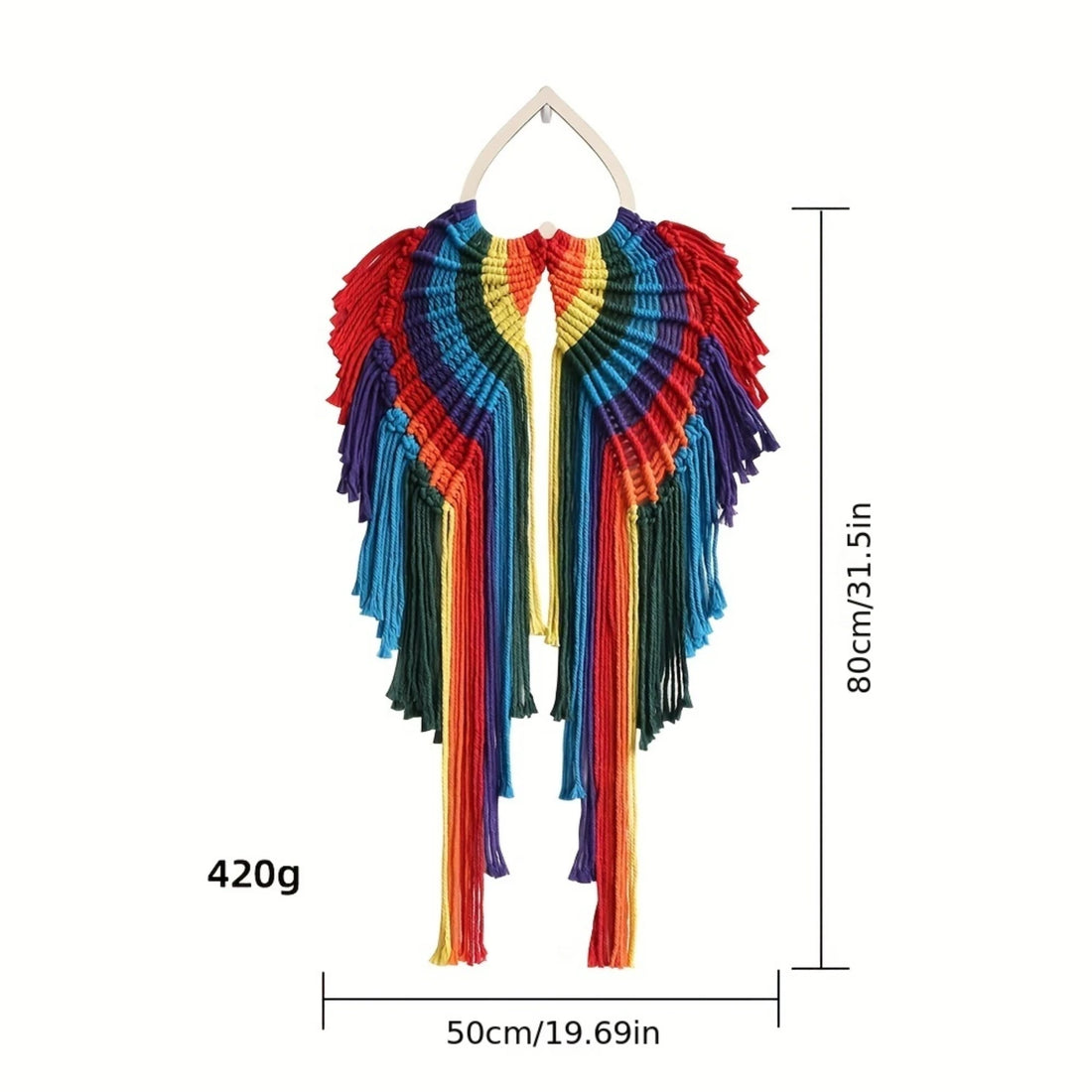 Chic Handwoven Cotton Rope Wall Tapestry – Colorful Angel Wings Wall Hanging Decor