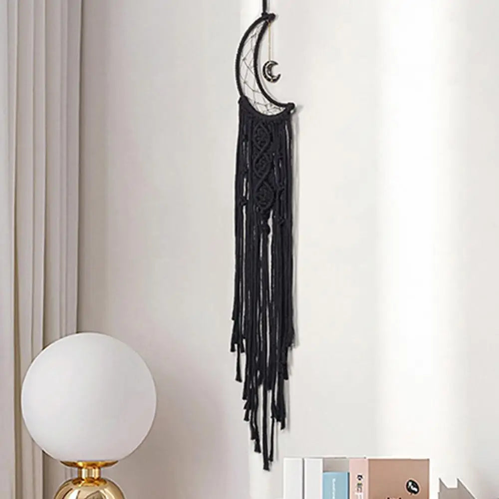 Dreamcatcher Handmade Fabric Wall Art - Chic Tassel Dreamcatcher with Circular Net for Home & Nursery