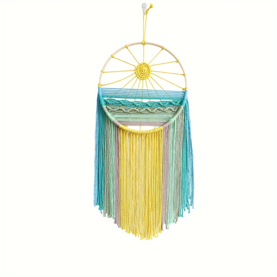 Bohemian Sunrise & Sunset Wall Hanging - Handwoven Cotton Tapestry with Decorative Tassels