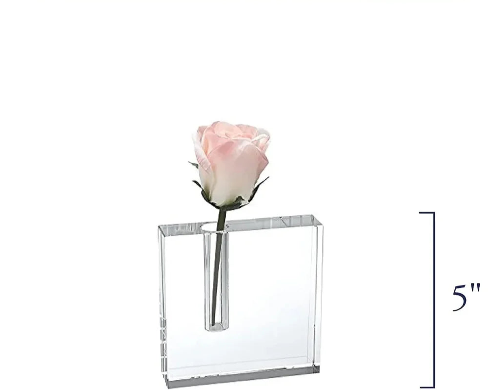 Crystal Block Bud Vase – Handmade Decorative Vase with Unique Optical Crystal Design