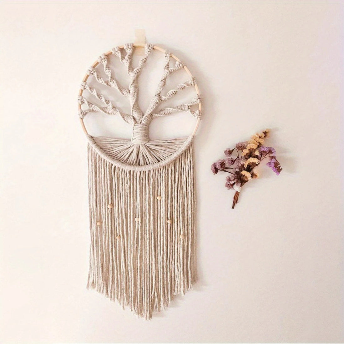 Tree Of Life Dream Catcher Tapestry – Bohemian Handwoven Wall Hanging with Tassels