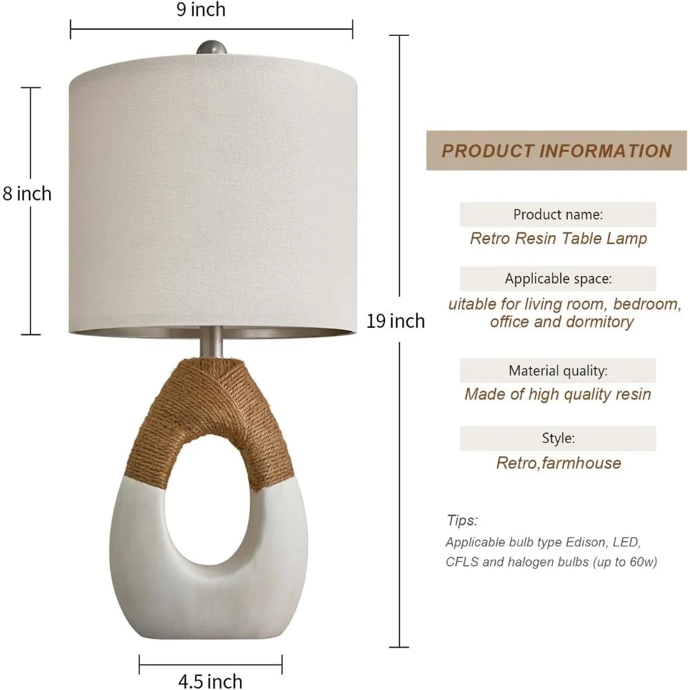 OYEARS Boho Table Lamps – Rustic Elegance in a Set of 2