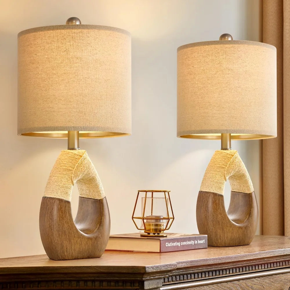 OYEARS Boho Table Lamps – Set of 2 for Rustic Elegance