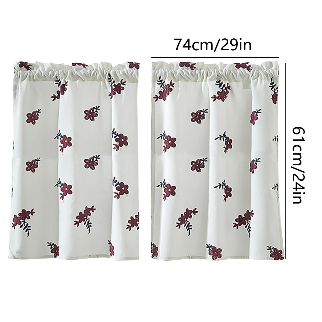 Floral Lace Short Curtains – 29 x 24 Inch Rod Curtains for Kitchen and Bedroom