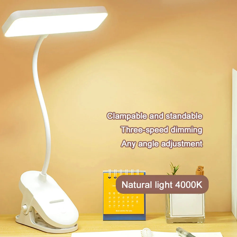 LED Reading Light Clip On Reading Lamp Adjustable Angle Creative Desk Light Multi-Function Studying Lamp for Bedroom Dormitory