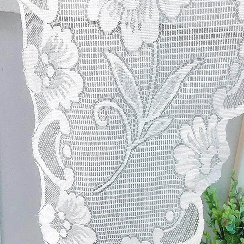 French Vintage Embroidered Kitchen Short Curtain – Romantic Lace Wavy Drapery