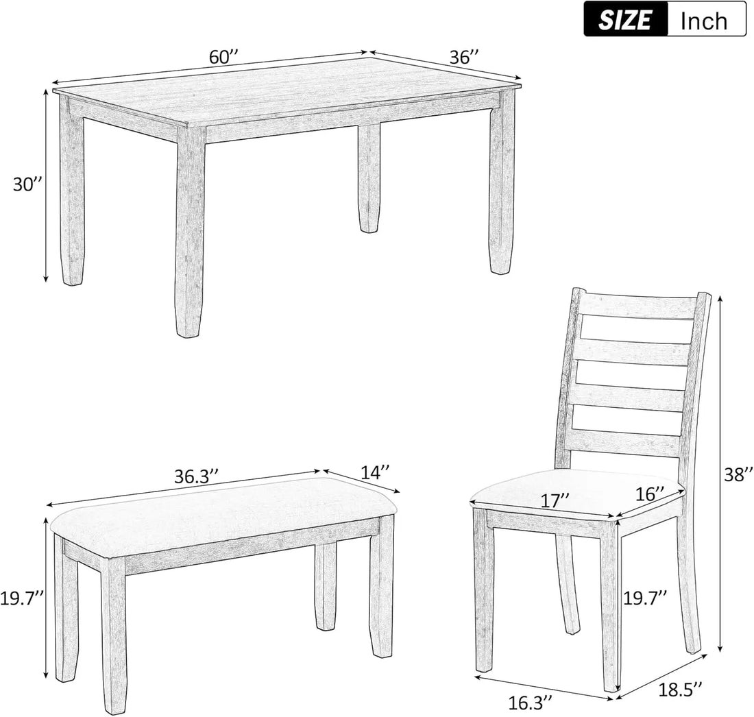 Retro Rustic 6-Piece Dining Set – Elegant & Sturdy for Any Space