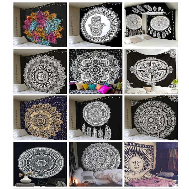 Polyester Mandala Print Tapestry – Wall Hanging, Carpet, Yoga Mat, or Beach Blanket