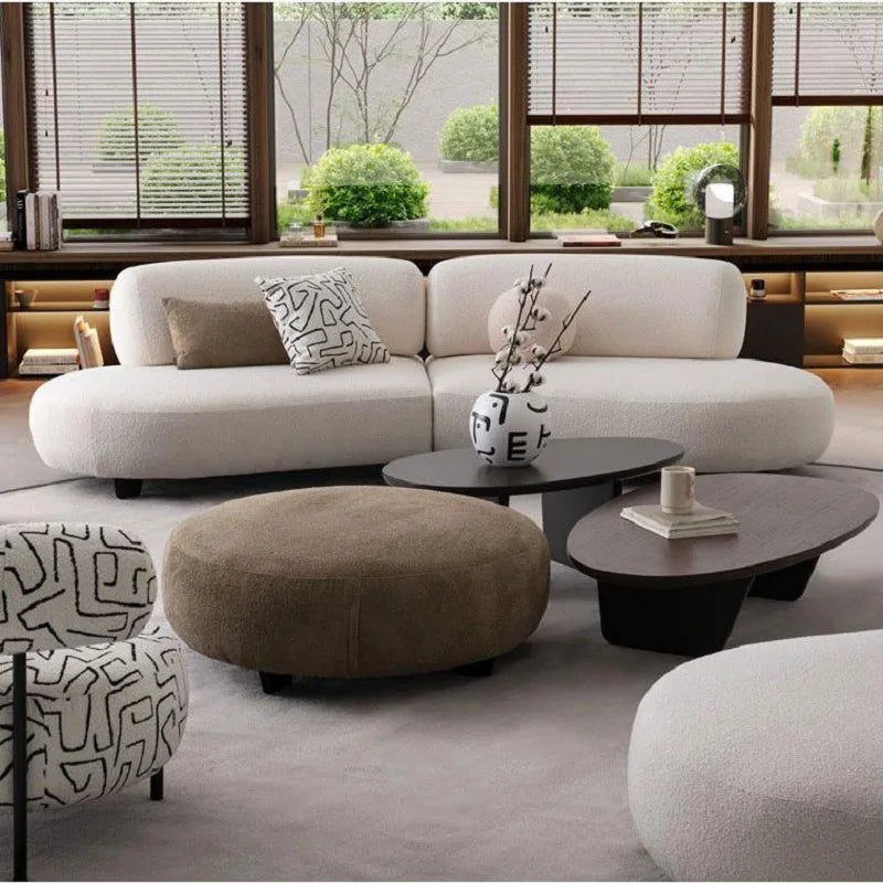 Nordic Light Luxury Curved Sofa - Minimalist Leather Semi-Circular Reception Sofa