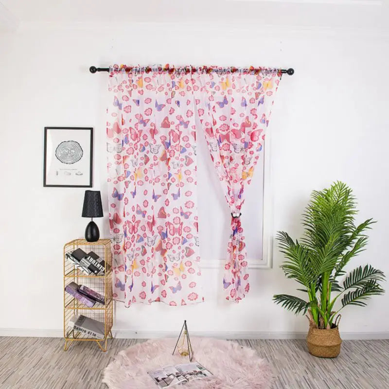 2 Panels Butterfly Sheer Curtains – Long Rod Pocket Window Treatment for Kitchen, Living Room, and Bedroom