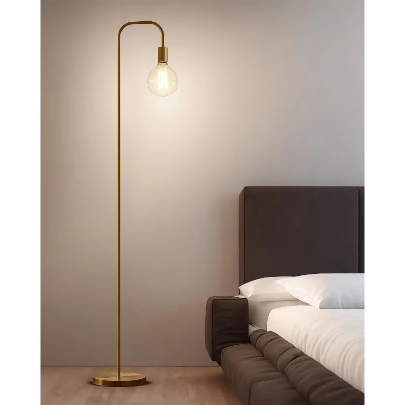 63.75'' Industrial Antique Brass Gold Minimalist Floor Lamp for Living Room, Bedroom and Office