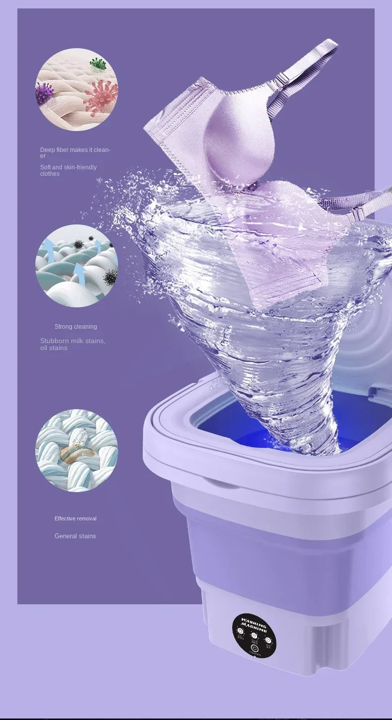BALASHOV Portable Small Folding Washing Machine – Compact Washer for Clothes, Socks & Underwear (Travel-Friendly)