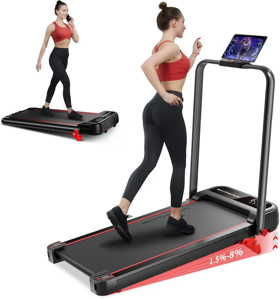 Foldable Treadmill with Handle Bar – 3-Level Incline & 300 Lbs Capacity