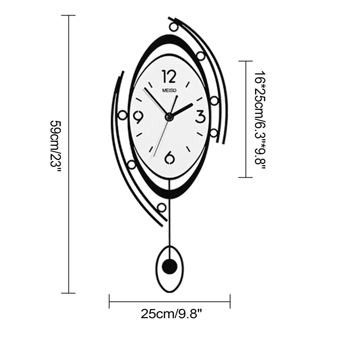 Modern Minimalist Nordic Wall Clock with Silent Circular Pendulum – Elegant Living Room Decoration