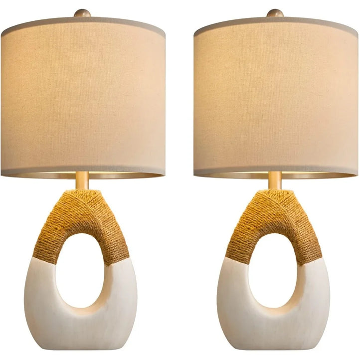 OYEARS Boho Table Lamps – Rustic Elegance in a Set of 2