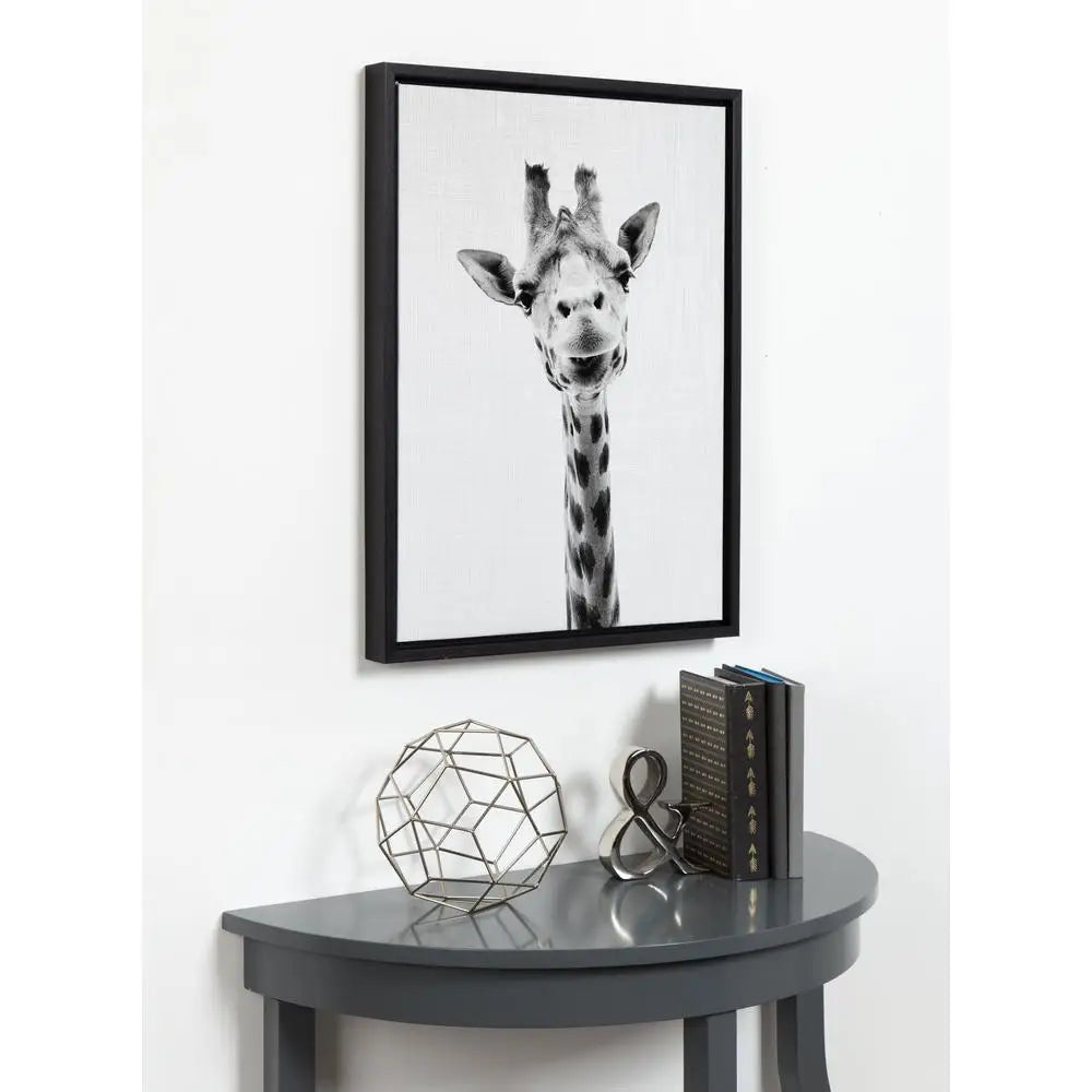 Giraffe Animal Print Portrait Wall Art by Simon Te Tai – 18x24 Black & White Nature Theme