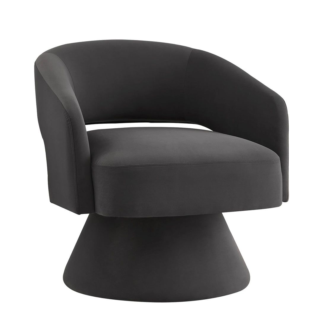 Modern Swivel Chair - Upholstered Velvet Round Accent Armchair with 360° Comfort Swivel