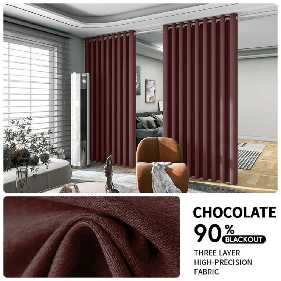 2-Piece Room Divider Blackout Curtains – Noise Reduction & Full Privacy with Anti-Rust Grommet Top