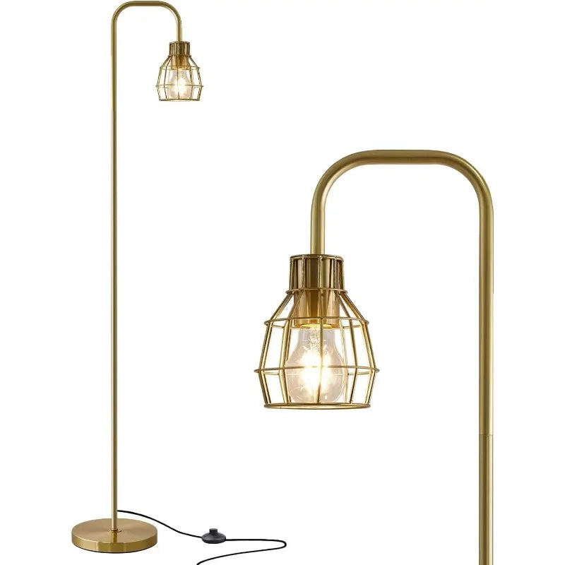 63.75'' Industrial Antique Brass Gold Minimalist Floor Lamp for Living Room, Bedroom and Office