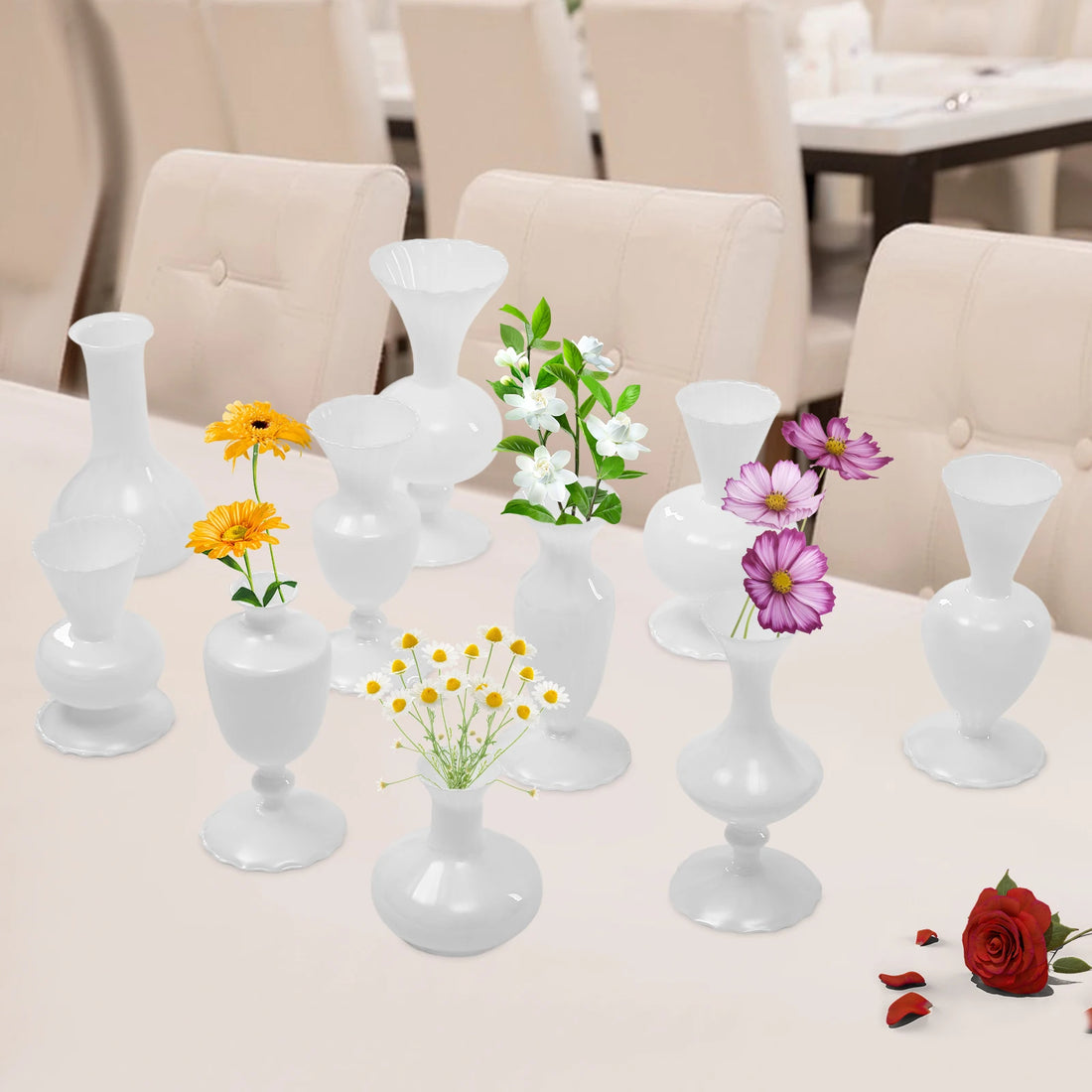 10pcs Decorative Glass Vase Set – Elegant Home and Event Decoration