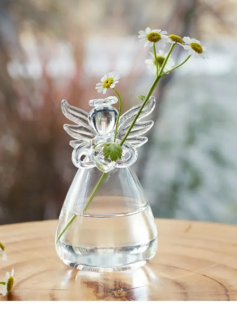 Creative Transparent Angel Hydroponic Vase – Modern Glass Flowerpot for Home Décor