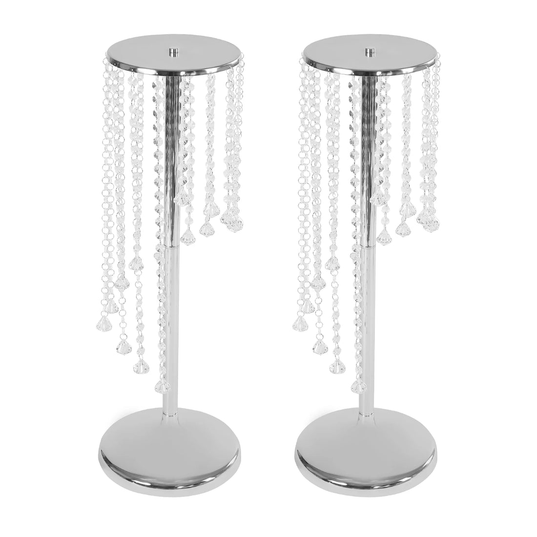 2pcs Modern Luxury Crystal Flower Vase Stand – 27.6-Inch Tall Silver Centerpieces for Weddings and Events