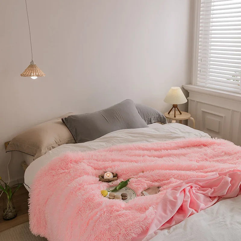 Pink Faux Fur Blanket – Soft Fuzzy Fluffy Throw Blanket for Couch, Bed, and Sofa | Warm, Cozy, and Lightweight Plush Blanket