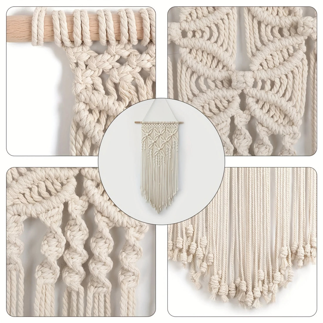 Macrame Wall Hanging Tapestry – Handmade Ethnic Chic Woven Wall Art Decor