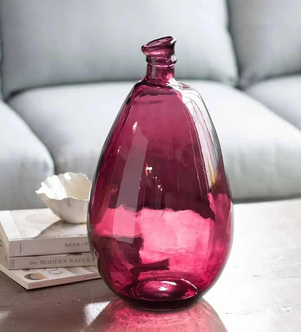 19" Handblown Colorful Glass Vase – Unique Centerpiece for Home Décor