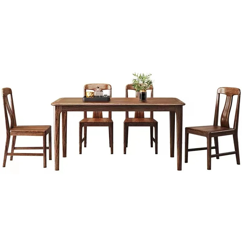 European Antique Wooden Rotating Dining Table Set – 6 & 8 Seater with Gold Accents