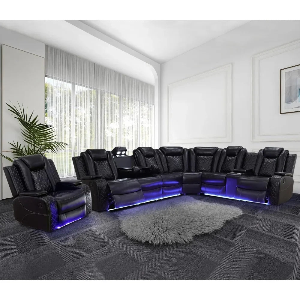 Luxury Power Reclining Sofa with LED Lights