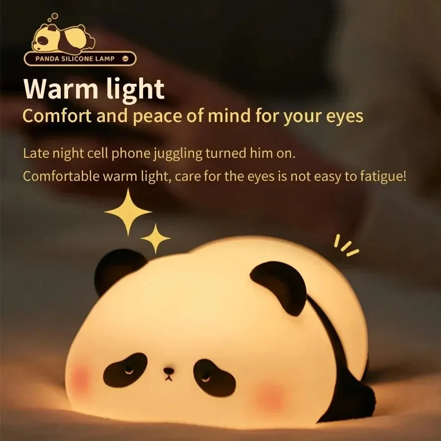 Night Light Cute Panda Bedside Lamp Silicone  Sensor Rechargeable Table Night Lamp  Baby Gift Bedroom Decoration