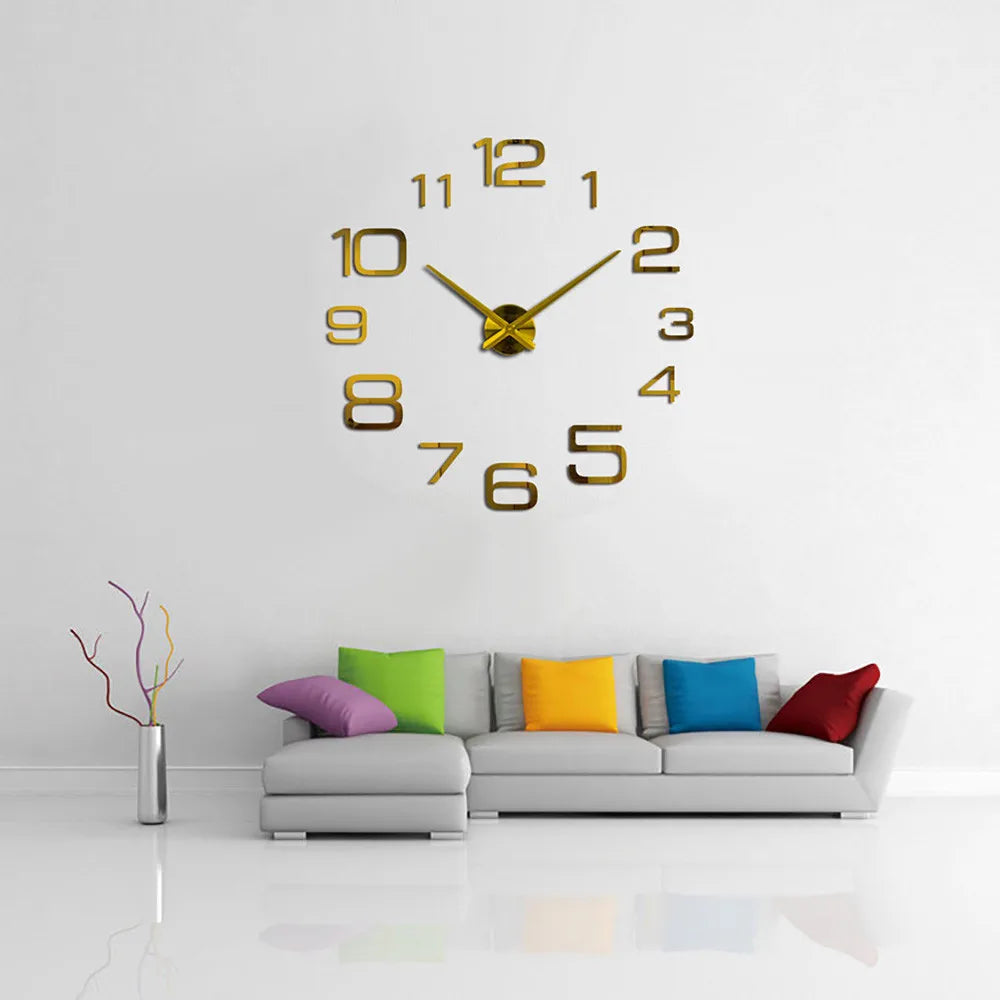 Creative Digital DIY Mirror Wall Clock – Modern Home Decoration Accessory